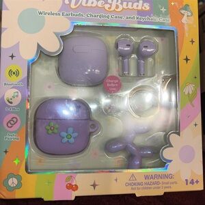 Vibe Buds Hot Focus Wireless Earbuds Charging Case Charging Cable And Keychain